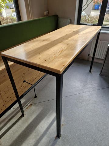Hoge tafel 80x200 cm houten blad metaal onderstel, Zakelijke goederen, Kantoor en Winkelinrichting | Kantoormeubilair en Inrichting