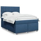 vidaXL Boxspring met matras stof blauw 140x190 cm, Verzenden, Nieuw