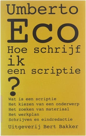 Hoe schrijf ik een scriptie ? 9789035114968 Umberto Eco, Boeken, Studieboeken en Cursussen, Verzenden, Gelezen, Umberto Eco