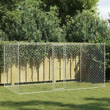 vidaXL Hondenbench Zilver 400 x 200 x 200 cm Gegevens staal, Verzenden