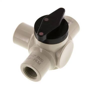 Robinet à boisseau sphérique 3 voies PP G 1/2 FKM Vacuum, Verzenden, Nieuw