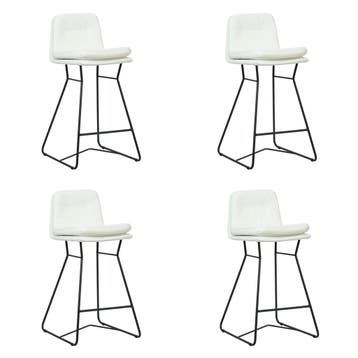 Set van 4 Leren barkrukken Candy laag - Toledo Bianco, Huis en Inrichting, Barkrukken, 60 tot 90 cm, Nieuw, Leer, Ophalen of Verzenden