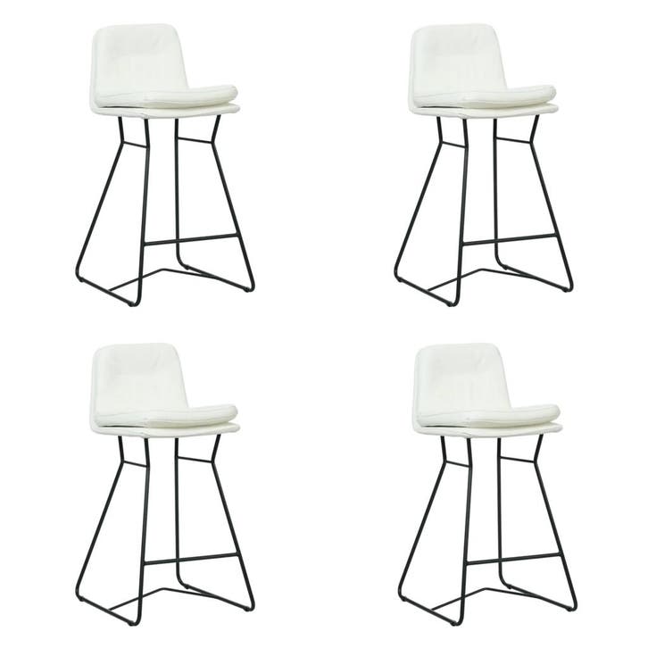 Set van 4 Leren barkrukken Candy laag - Toledo Bianco, Maison & Meubles, Tabourets de bar, Enlèvement ou Envoi
