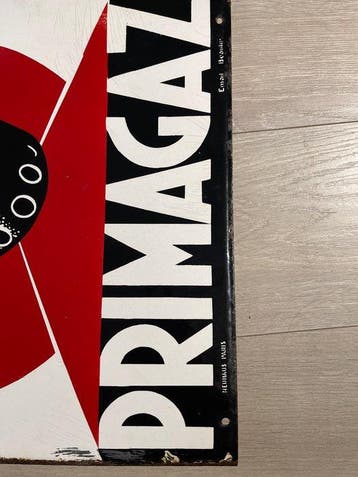 tre : Dubbelzijdige geëmailleerde plaat Primagaz — Émail, Antiek en Kunst