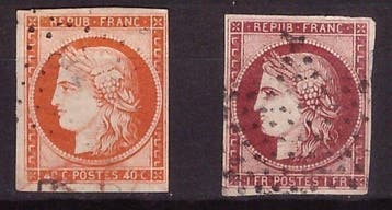 France 1849/1850 - Lot de Cérès de 1849-50, Les Premiers, Gestempeld