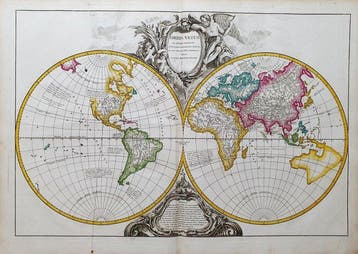 World Map - Wereldbol in hemisferen / Aardse planisfeer;