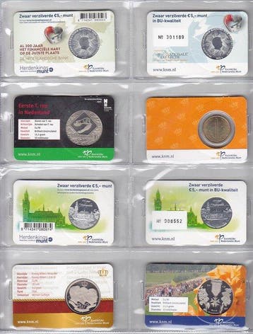 Nederland. 50 Cents / 5 Euro / Medal Various Years (8