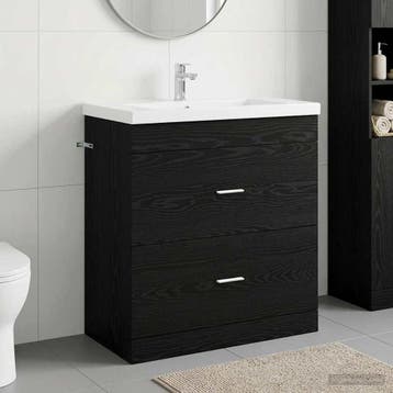 vidaXL Badkamer Onder Het Wastafel Kast Zwart eiken, Huis en Inrichting, Verzenden, Nieuw