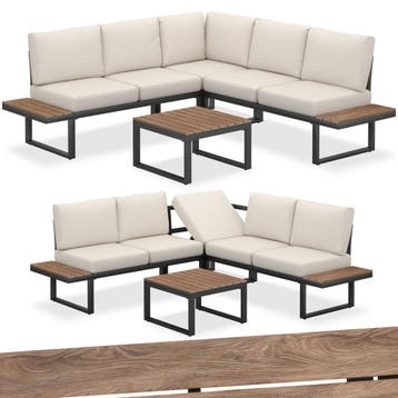 Tuinset Eliar, 4-delig, met aluminium frame - zwart, Tuin en Terras, Verzenden, Nieuw
