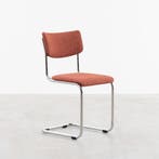 Buisframe stoelen met stof naar wens - zwart of chroom frame, Nieuw, Leer, Buisframe, bauhaus, vintage, retro, gispen