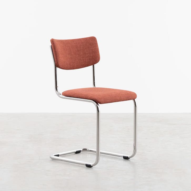 Buisframe stoelen met stof naar wens - zwart of chroom frame, Huis en Inrichting, Stoelen, Nieuw, Leer, Metaal, Stof