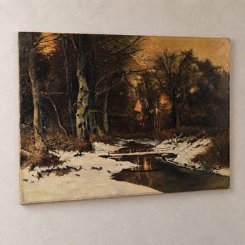 Nederlandse school (XX) - Winter Landscape with a Footbridge
