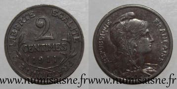 France Frankreich Km 841 2 Centimes 1911 Typ Dupuis, Postzegels en Munten, Verzenden, België