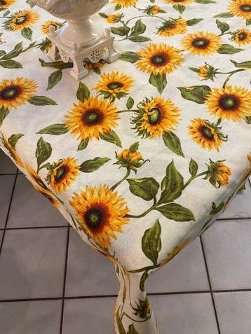 san leucio - nappe rustique à motifs solaires et tournesols, Antiquités & Art