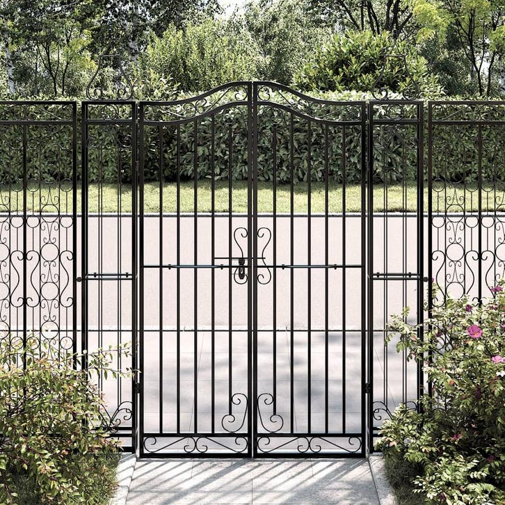 vidaXL Poort 121x8x150 cm smeedijzer zwart, Tuin en Terras, Tuinpoorten, Nieuw, Verzenden