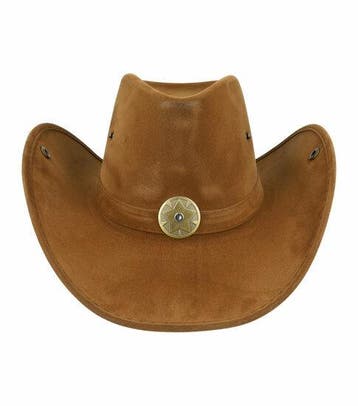 Cowboyhoed - Western hoed in velvet ster onesize - Bruin, Nieuw