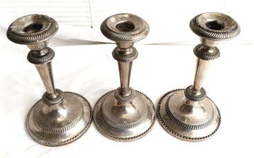 Chandelier (3) - Laiton moulé, Laiton argenté - Bougeoirs en