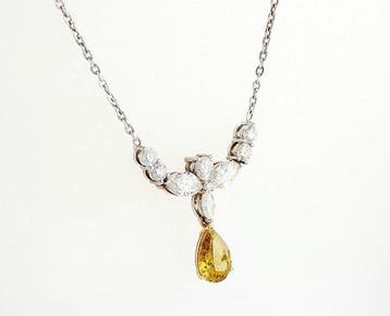 Collier - 18 carats Or blanc - 2.17ct. tw. - Diamant - GIA, Nieuw
