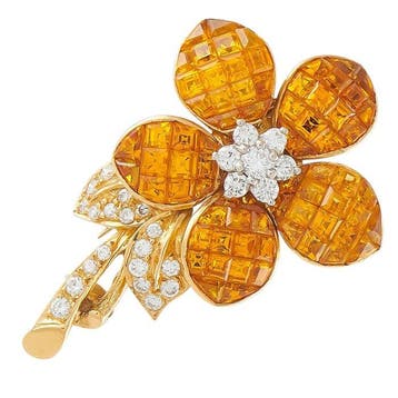 Broche - 18 carats EXCLUSIF Broche fleur en or jaune 18