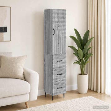 vidaXL Kast Set 2 st 33 x 34,5 x 90 cm Bewerkt hout Grijs, Huis en Inrichting, Verzenden, Nieuw