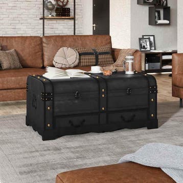 vidaXL Dekenkist 90x51x42 cm hout zwart, Verzenden