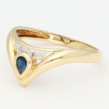 Ring - 18 karaat Geel goud, Witgoud Diamant (Natuurlijk)