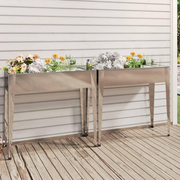 vidaXL Plantenbakken 2 st gegalvaniseerd staal, Jardin & Terrasse, Pots de fleurs, Envoi