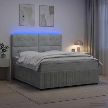 vidaXL LED Boxspringbed met Matras Lichtgrijs 140 x 190 cm, Verzenden