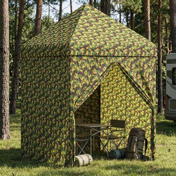 vidaXL Luifel Tent met 4 Zijkanten 2 x 2 m Leger Camouflage, Verzenden