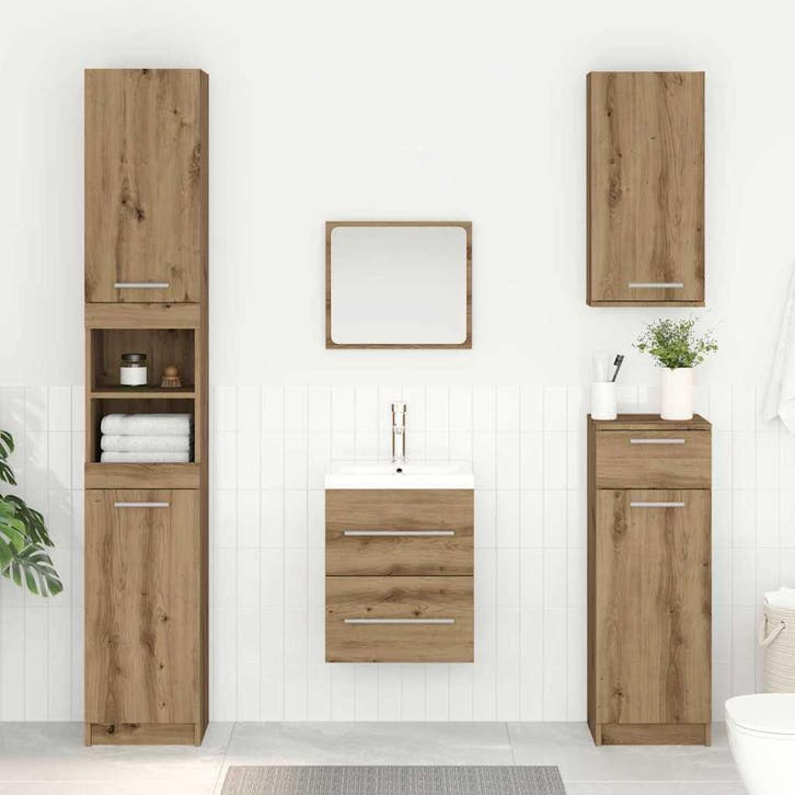 vidaXL Wastafelkast Artisan Eiken 38,5 x 41 x 48 cm Bewerkt, Huis en Inrichting, Tafels | Kaptafels, Nieuw, Verzenden