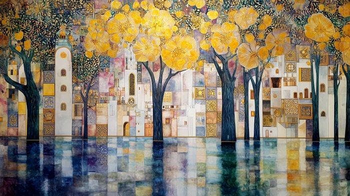 Mrs Art Prime - The Secret Garden In Gustav Klimt Style, Antiek en Kunst, Kunst | Schilderijen | Modern