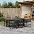 vidaXL 9-delige Tuinset poly rattan zwart, Verzenden, Nieuw, Tuinset