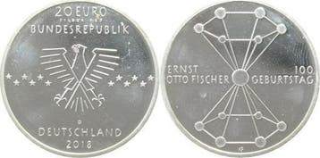 20 Euro 2018 D Nebengebiete Ernst O Fischer mit 14 statt..., Verzenden