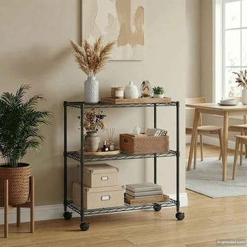 vidaXL Opbergrek met wielen 3-laags 60x35x81 cm 150 kg zwart, Verzenden