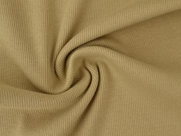 10 meter rib boordstof - donker beige, Verzenden, Beige, 30 tot 120 cm, Katoen