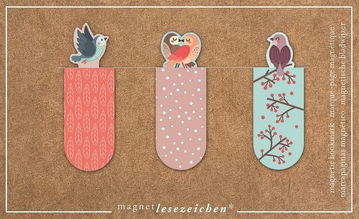 Magnetische boekenlegger Vogels – set van 3 met illustrati, Collections, Signets, Envoi