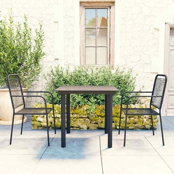 vidaXL 3-delige Tuinset glas en staal zwart, Tuin en Terras, Verzenden, Nieuw, Tuinset