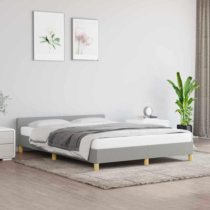 vidaXL Bedframe zonder matras stof lichtgrijs 140x190 cm, Huis en Inrichting, Slaapkamer | Bedden, Nieuw, Verzenden