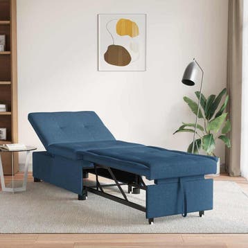 vidaXL Uittrekbare Slaapbank / zetel Blauw 194 x 50 x 82 cm, Verzenden