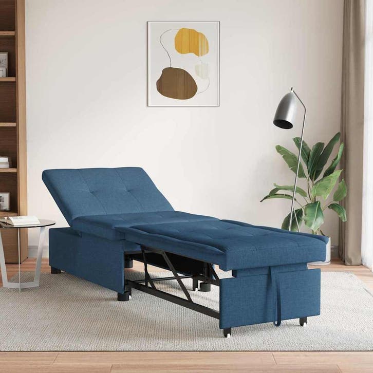 vidaXL Uittrekbare Slaapbank / zetel Blauw 194 x 50 x 82 cm, Maison & Meubles, Canapés | Salons, Envoi