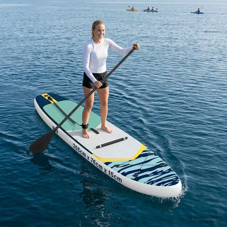 vidaXL SUP Board met Zit 2-in-1 APEX 305 x 76 x 15 cm Blauw, Watersport en Boten, Suppen, Nieuw, Verzenden