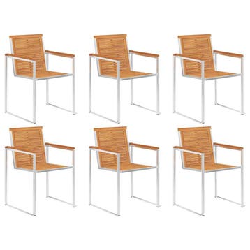vidaXL Tuinstoelen 6 st massief acaciahout en roestvrij, Jardin & Terrasse, Verzenden