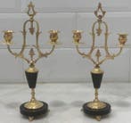 Candélabre (2) - Laiton doré, Bronze doré, Marbre de Carrare