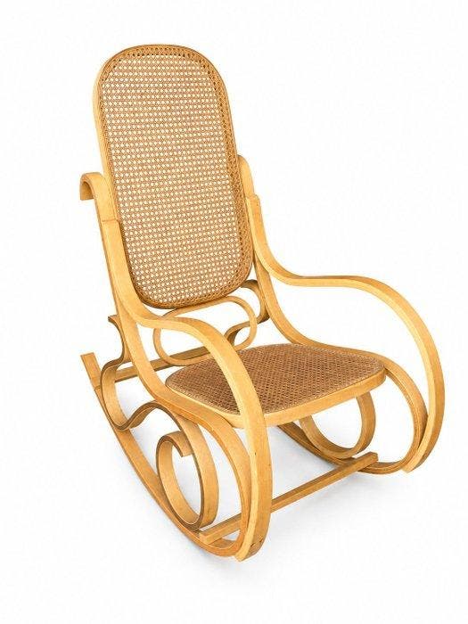 stile thonet - Schommelstoel - Hout, Wenenstro - Dondolo, Antiquités & Art, Curiosités & Brocante
