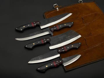 Japanese Style Kitchen Knife SET With Leather BAG Included -