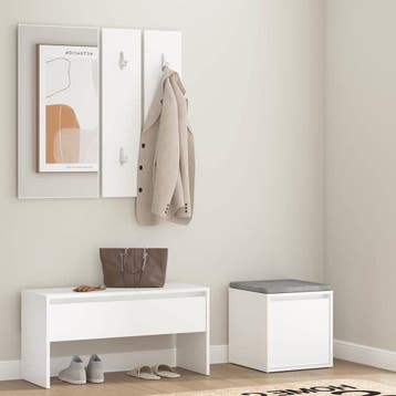 vidaXL Garderobe set bewerkt hout wit, Verzenden, Nieuw