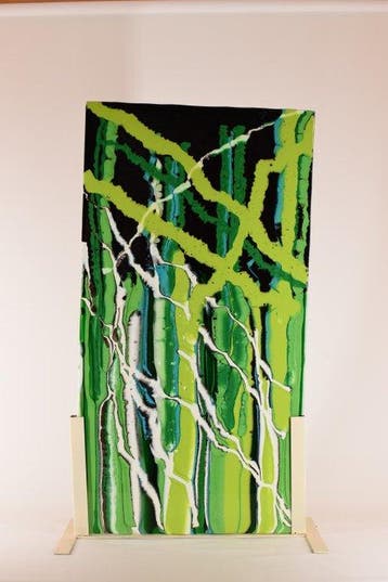 Eros Raffael - Sculpture, Glass Panel Green - 87 cm - Verre