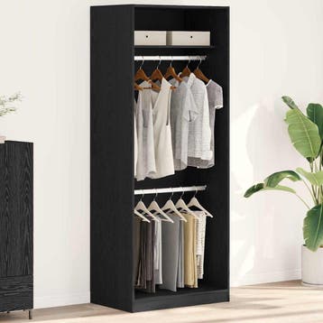 vidaXL Kledingkast Zwart Eiken 80 x 50 x 200 cm Bewerkt hout, Verzenden, Nieuw