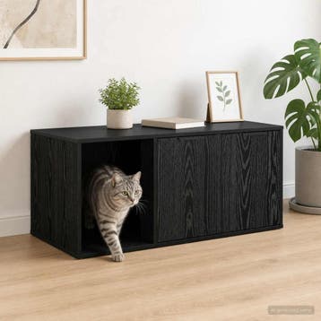 vidaXL Kattenkrat Meubel Zwart eiken 100 x 49 x 45 cm, Verzenden