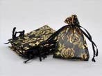 Cadeauzakje giftbag Organza Zwart Goud Roses 7x9 cm